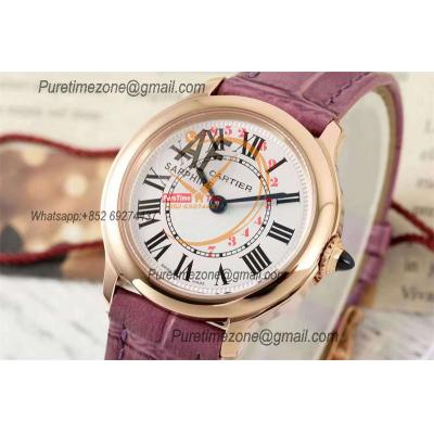 Ronde Must WGRN0013 Swiss Quartz Womens Watch Best Edition AF 29mm RG White Dial Purple Leather Strap