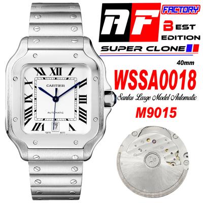 Santos WGSA0018 M9015 Automatic Mens Watch Best Edition AF 40mm White Roman Dial SS Bracelet