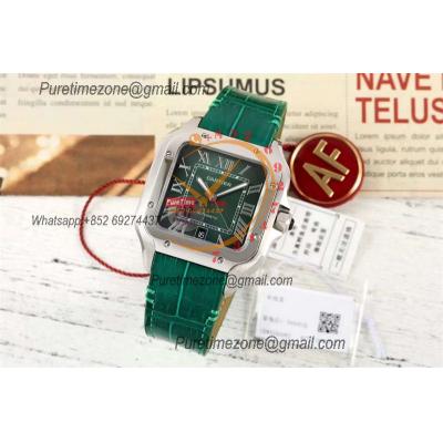 Santos WSSA0062 M9015 Automatic Mens Watch Best Edition AF 40mm Green Roman Dial Leather Strap