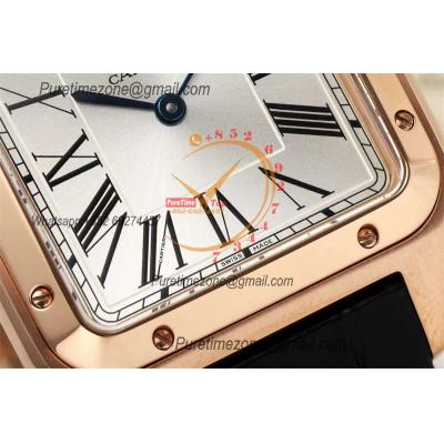 Santos Dumont WGSA0022 31.4mm Japan Quartz Womens Watch Best Edition AF Rose Gold Silver Dial Black Leather Strap