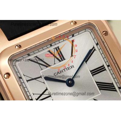 Santos Dumont WGSA0022 31.4mm Japan Quartz Womens Watch Best Edition AF Rose Gold Silver Dial Black Leather Strap