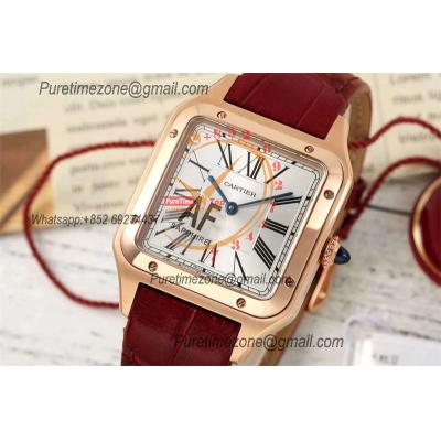 Santos Dumont WGSA0021 31.4mm Japan Quartz Womens Watch Best Edition AF Rose Gold Silver Dial Red Leather Strap