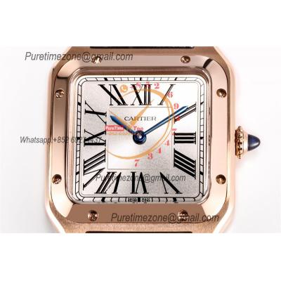 Santos Dumont WGSA0021 27.5mm Japan Quartz Womens Watch Best Edition AF Rose Gold Silver Dial Black Leather