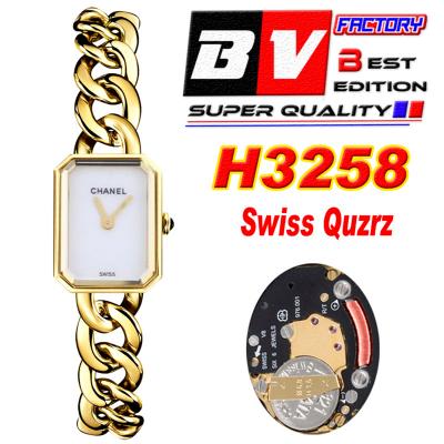 Premiere H3256 Swiss Quartz Womens Watch Best Edition BVF Yellow Gold MOP Dial SS Bracelet Ladies