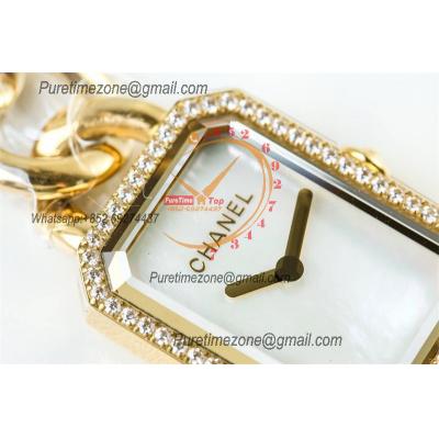 Premiere H3256 Swiss Quartz Womens Watch Best Edition BVF YG Diamonds Bezel MOP Dial SS Bracelet Ladies