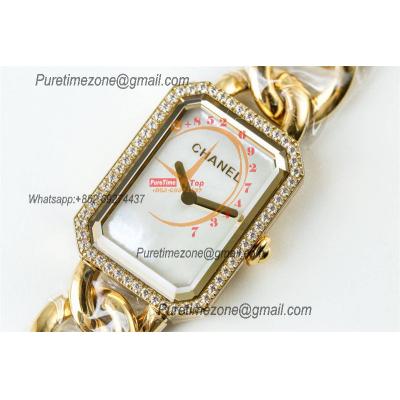 Premiere H3256 Swiss Quartz Womens Watch Best Edition BVF YG Diamonds Bezel MOP Dial SS Bracelet Ladies