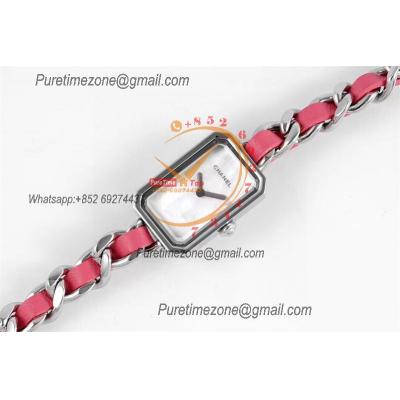 Premiere H4557 Swiss Quartz Womens Watch Best Edition BVF Steel Case MOP Dial Pink Interwoven Leahter Strap Ladies