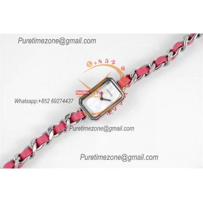 Premiere H4557 Swiss Quartz Womens Watch Best Edition BVF Steel Case MOP Dial Pink Interwoven Leahter Strap Ladies