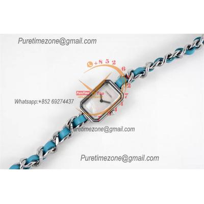 Premiere H4559 Swiss Quartz Womens Watch Best Edition BVF Steel Case MOP Dial Blue Interwoven Leahter Strap Ladies