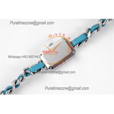 Premiere H4559 Swiss Quartz Womens Watch Best Edition BVF Steel Case MOP Dial Blue Interwoven Leahter Strap Ladies