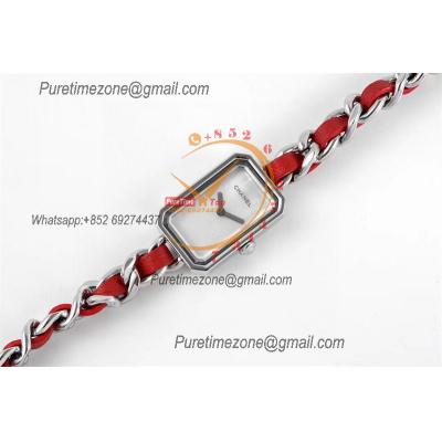 Premiere H5313 Swiss Quartz Womens Watch Best Edition BVF Steel Case MOP Dial Red Interwoven Leahter Strap Ladies