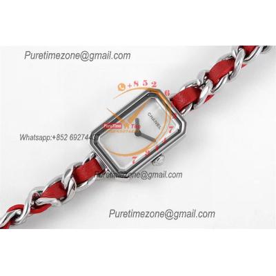 Premiere H5313 Swiss Quartz Womens Watch Best Edition BVF Steel Case MOP Dial Red Interwoven Leahter Strap Ladies