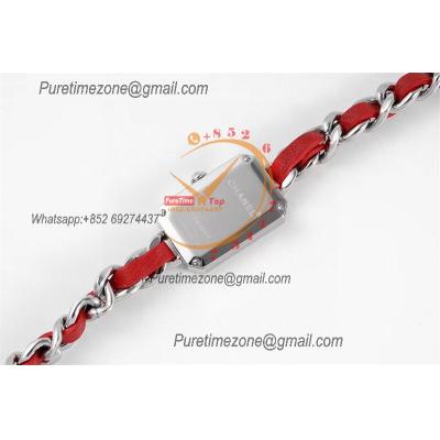 Premiere H5313 Swiss Quartz Womens Watch Best Edition BVF Steel Case MOP Dial Red Interwoven Leahter Strap Ladies