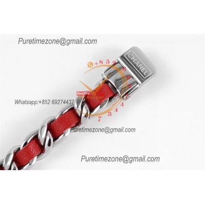 Premiere H5313 Swiss Quartz Womens Watch Best Edition BVF Steel Case MOP Dial Red Interwoven Leahter Strap Ladies