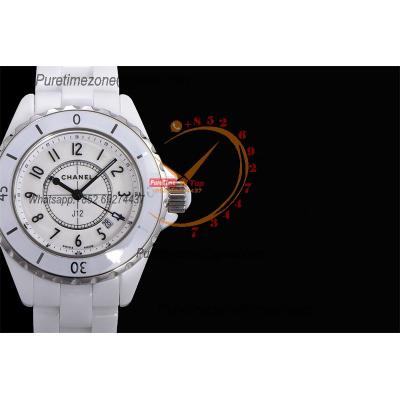 J12 H0968 33mm Swiss Quartz Womens Watch Best Edition EAST White Korea Ceramic White Dial on Bracelet