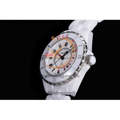 J12 H0968 33mm Swiss Quartz Womens Watch Best Edition EAST White Korea Ceramic White Dial on Bracelet