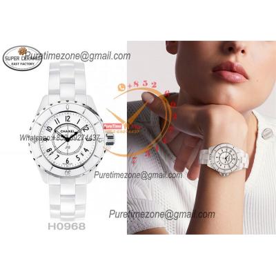 J12 H0968 33mm Swiss Quartz Womens Watch Best Edition EAST White Korea Ceramic White Dial on Bracelet