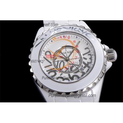 J12 H5239 33mm Swiss Quartz Womens Watch Best Edition EAST White Korea Ceramic White Dial on Bracelet