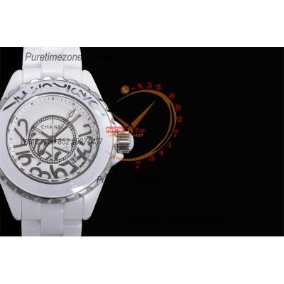 J12 H5239 33mm Swiss Quartz Womens Watch Best Edition EAST White Korea Ceramic White Dial on Bracelet