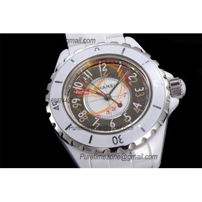 J12 H4861 33mm Swiss Quartz Womens Watch Best Edition EAST White Korea Ceramic Gray Dial on Bracelet