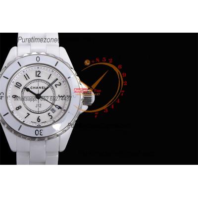 J12 H4861 33mm Swiss Quartz Womens Watch Best Edition EAST White Korea Ceramic Gray Dial on Bracelet