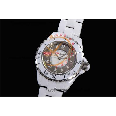 J12 H4861 33mm Swiss Quartz Womens Watch Best Edition EAST White Korea Ceramic Gray Dial on Bracelet