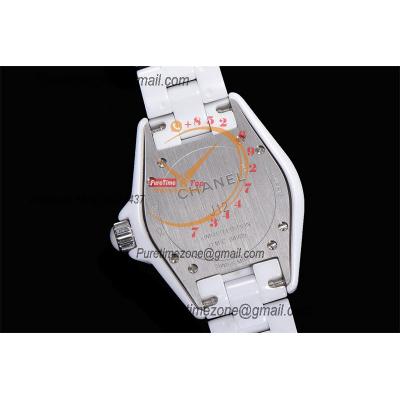 J12 H4861 33mm Swiss Quartz Womens Watch Best Edition EAST White Korea Ceramic Gray Dial on Bracelet