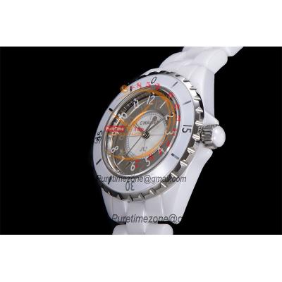 J12 H4861 33mm Swiss Quartz Womens Watch Best Edition EAST White Korea Ceramic Gray Dial on Bracelet