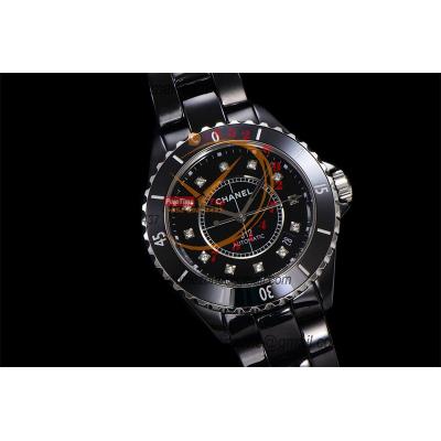 J12 H5702 38mm A12.1 Automatic Unisex Watch Best Edition EAST Black Ceramic Black Diamonds Dial on Bracelet