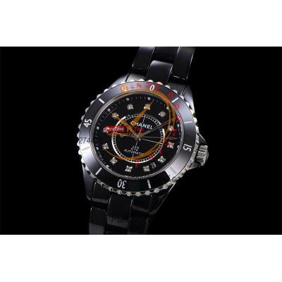 J12 H5702 38mm A12.1 Automatic Unisex Watch Best Edition EAST Black Ceramic Black Diamonds Dial on Bracelet