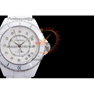 J12 H5705 38mm A12.1 Automatic Unisex Watch Best Edition EAST White Ceramic Diamond Dial on Bracelet CHS Womens