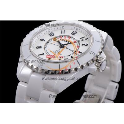 J12 H5705 38mm A12.1 Automatic Unisex Watch Best Edition EAST White Ceramic White Dial on Bracelet CHS Womens