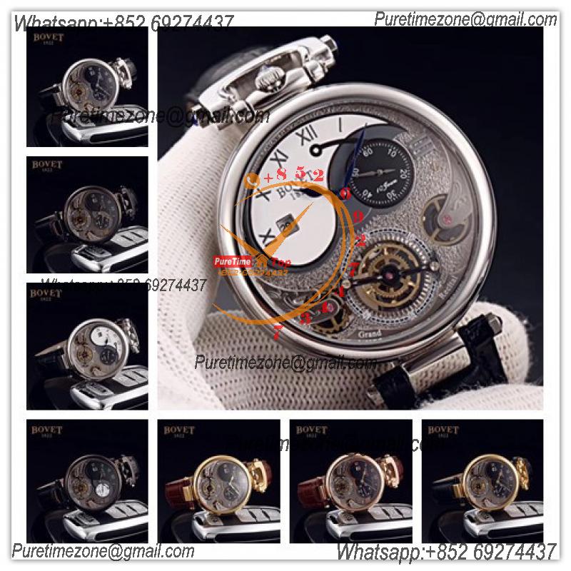 46mm1822 Tourbillon Amadeo Fleurie Watches Quartz Chronogrpah Mens Watch  Roman Markers White Dial Leather