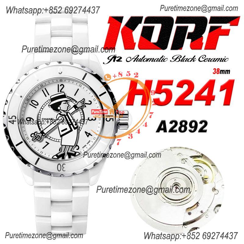 J12 H5241 38mm A2892 Automatic Unisex Watch Best Edition KORF Whimsical Mademoiselle "Party" White Ceramic