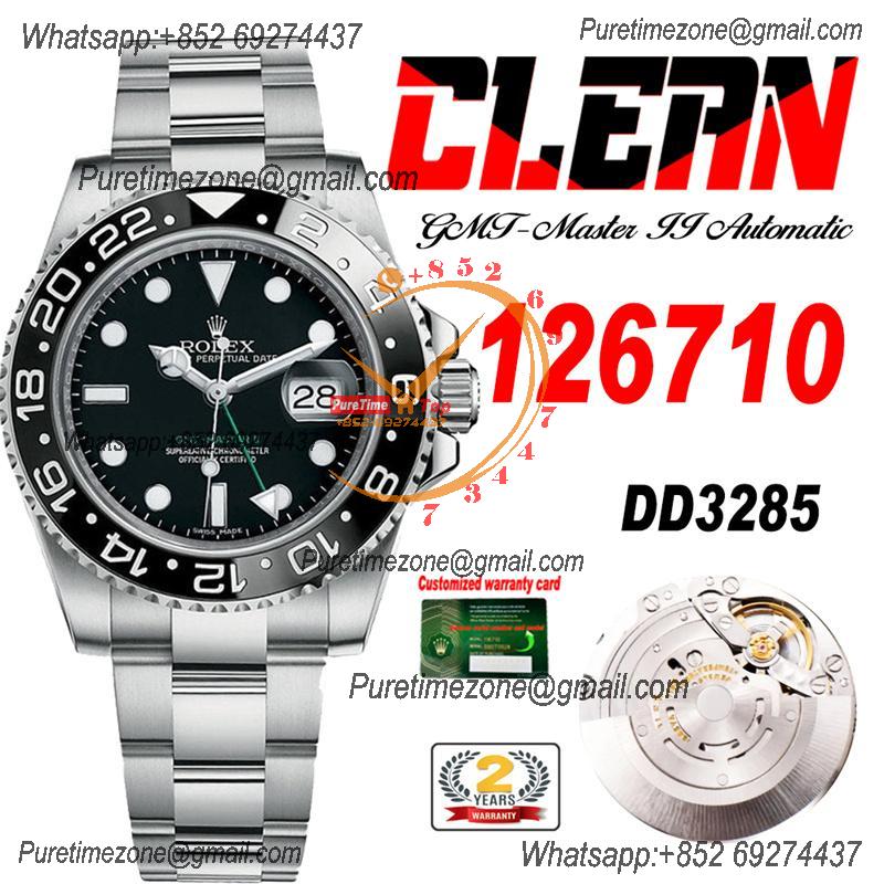 GMT Master II 126710 DD3285 Automatic Mens Watch Best Edition CLEAN Black Dial 904L Oyster Steel Bracelet CHS