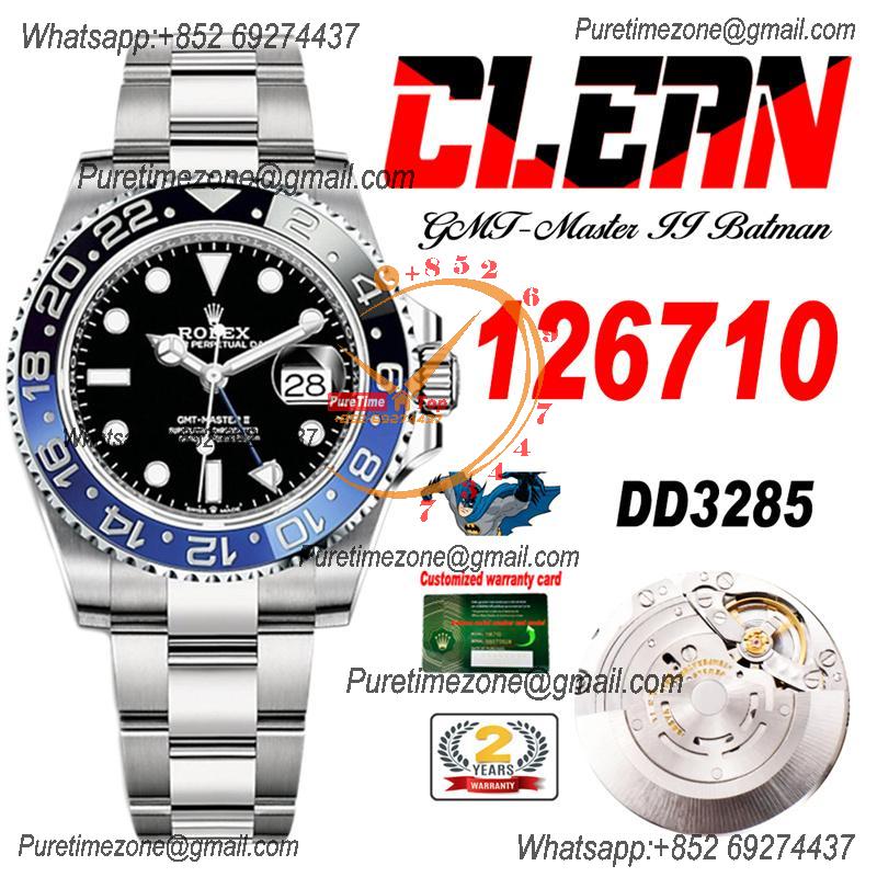 GMT Master II 126710 Batman DD3285 Automatic Mens Watch Best Edition CLEAN Black Dial 904L Oyster Steel Bracelet CHS