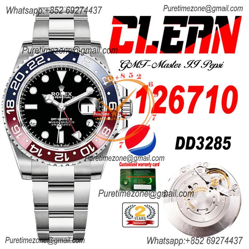 GMT Master II 126720 Pepsi DD3285 Automatic Mens Watch Best Edition CLEAN V3 Black Dial 904L Oyster Steel Bracelet CHS