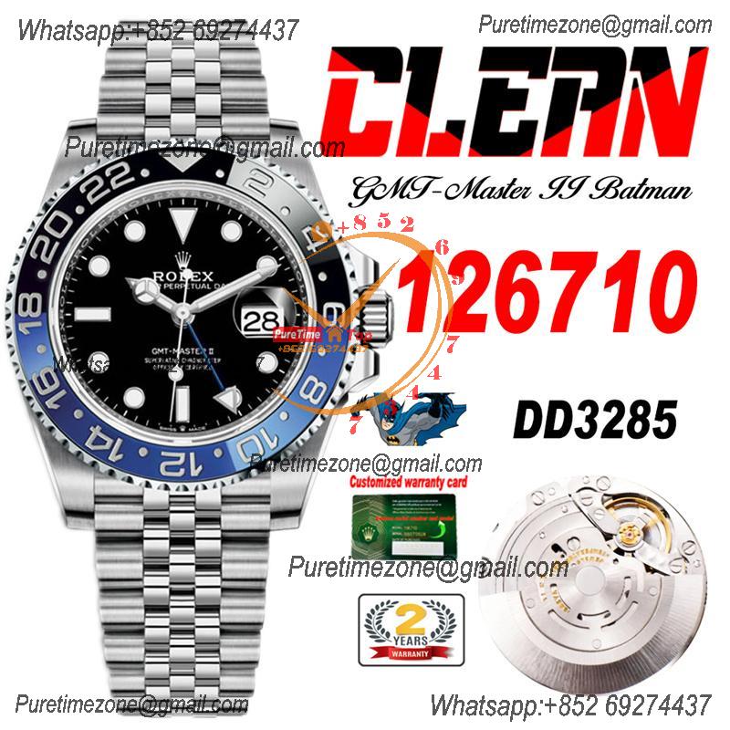 GMT Master II 126710 Batman DD3285 Automatic Mens Watch Best Edition CLEAN Black Dial 904L Jubilee Steel Bracelet CHS