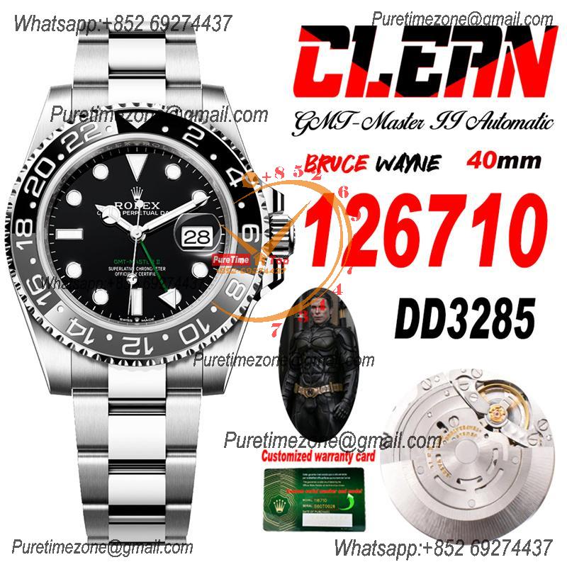 GMT Master II 126720 Wayne Burce DD3285 Automatic Mens Watch Best Edition CLEAN Black Dial 904L Oyster SS Bracelet CHS