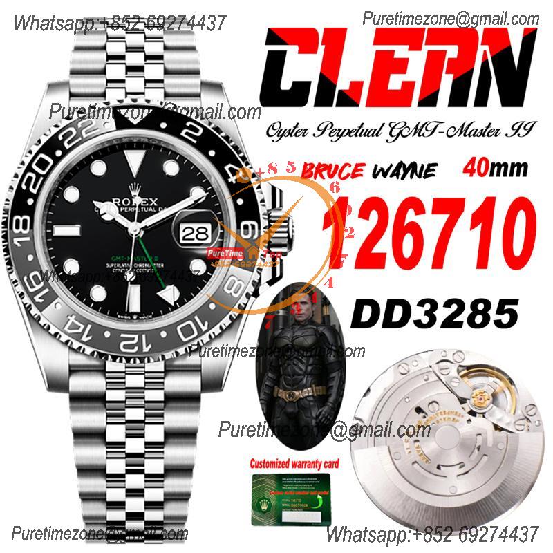 GMT Master II 126720 Wayne Burce DD3285 Automatic Mens Watch Best Edition CLEAN Black Dial 904L Jubilee SS Bracelet CHS