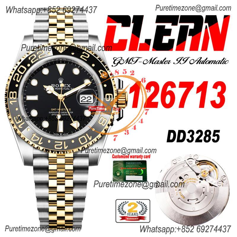 GMT Master II 126713 Root Beer DD3285 Automatic Mens Watch Best Edition CLEAN YG Black Dial 904L Jubilee SS Bracelet CHS