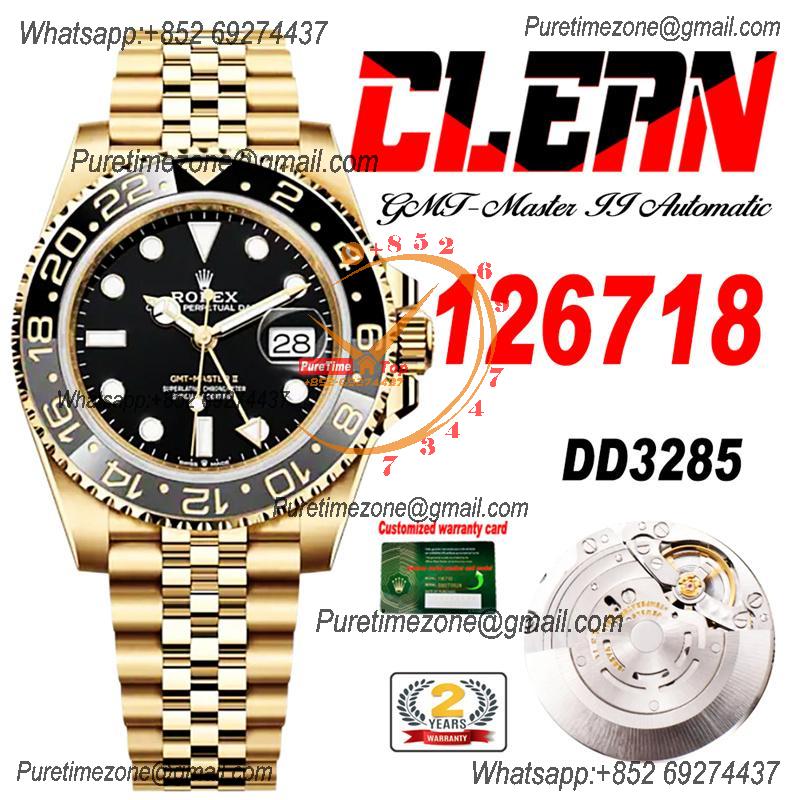 GMT Master II 126718 Root Beer DD3285 Automatic Mens Watch Best Edition CLEAN YG Black Dial 904L Jubilee SS Bracelet CHS