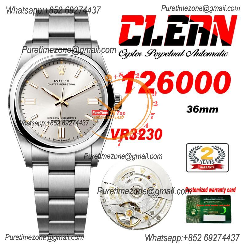 Oyster Perpetual 126000 36mm VR3230 Automatic Unisex Watch Best Edition CLEAN Silver Dial 904L Oyster SS Bracelet