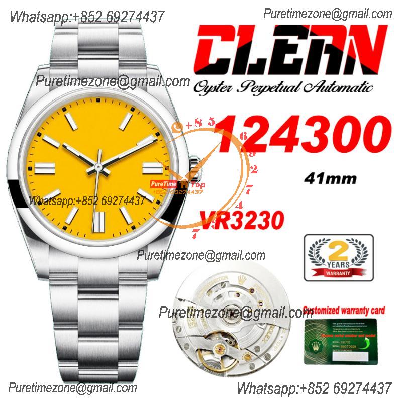 Oyster Perpetual 124300 41mm VR3230 Automatic Mens Watch Best Edition CLEAN Yellow Dial 904L Oyster SS Bracelet