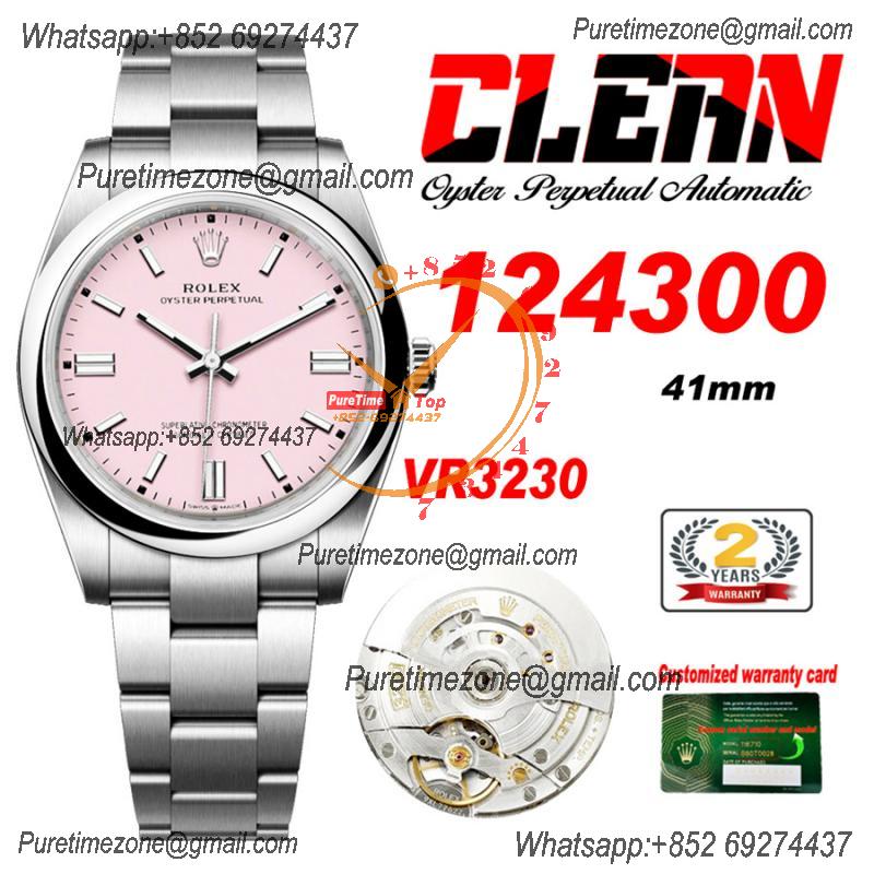 Oyster Perpetual 124300 41mm VR3230 Automatic Mens Watch Best Edition CLEAN Pink Dial 904L Oyster SS Bracelet