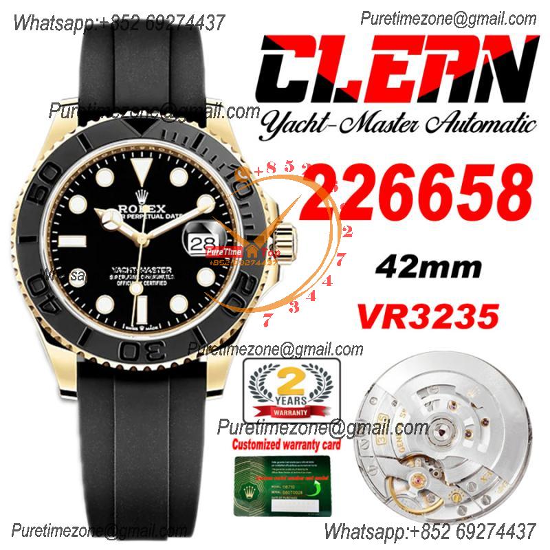 Yacht-Master 226658 42mm VR3235 Automatic Mens Watch Best Edition CLEAN YG Black Dial On Oysterflex Strap CHS