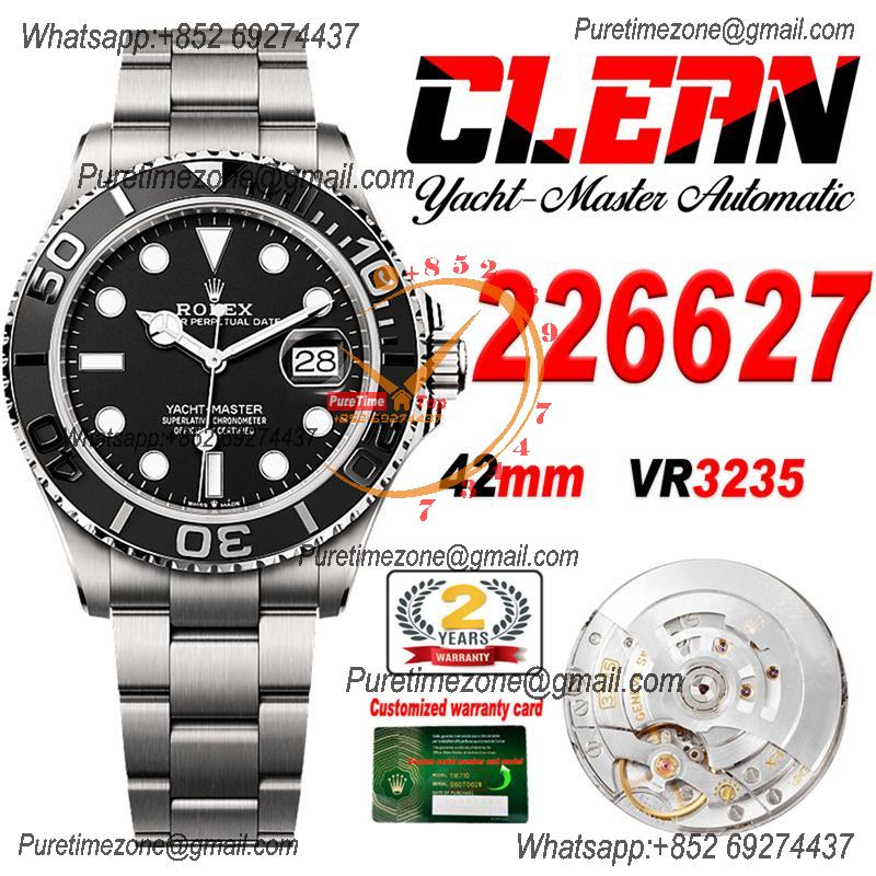 Yacht-Master 226627 42mm VR3235 Automatic Mens Watch Best Edition CLEAN Black Dial 904L Oyster SS Bracelet CHS