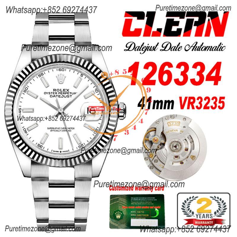 Datejust 126334 41mm VR3235 Automatic Mens Watch Best Edition CLEAN White Stick Dial On 904L Oyster SS Bracelet CHS