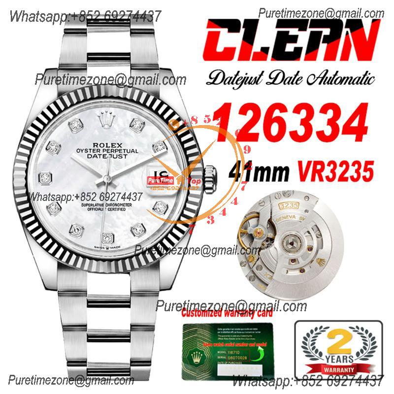 Datejust 126334 41mm VR3235 Automatic Mens Watch Best Edition CLEAN MOP Diamonds Dial On 904L Oyster SS Bracelet CHS