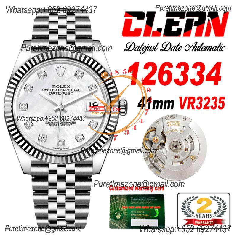 Datejust 126334 41mm VR3235 Automatic Mens Watch Best Edition CLEAN MOP Diamonds Dial On 904L Jubilee SS Bracelet CHS